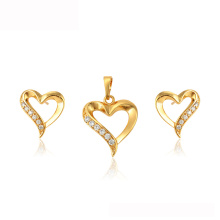 64785 xuping presente de dia das mães coração forma 24k banhado a ouro conjunto de jóias de Dubai